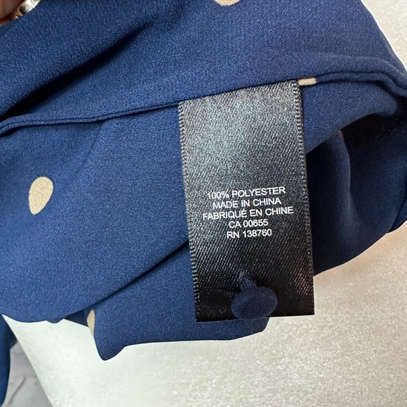 NWT RW&CO. Blue & Beige ¾ Sleeves Polka Dot Shirt - M - Picture 8 of 8